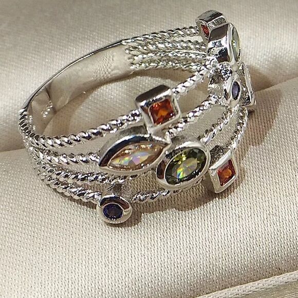 💎135💎 Women's 925 Sterling Silver Multicolor Gemstone Ring @KindLuxuries - Picture 4 of 11